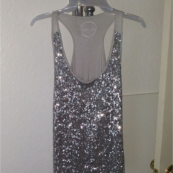 Beautiful bright and shiny - silver tank top - Picture 1 of 5
